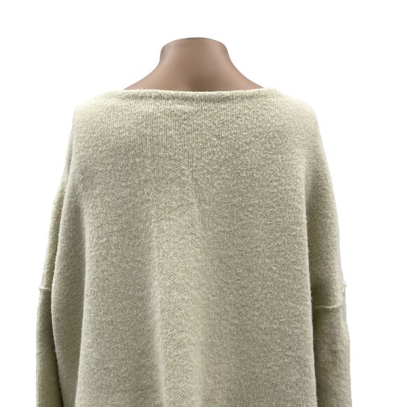 Free People Ivory Oversized V-Neck‎ Sweater 100% Nylon Soft Knit XS-M - Picture 4 of 11